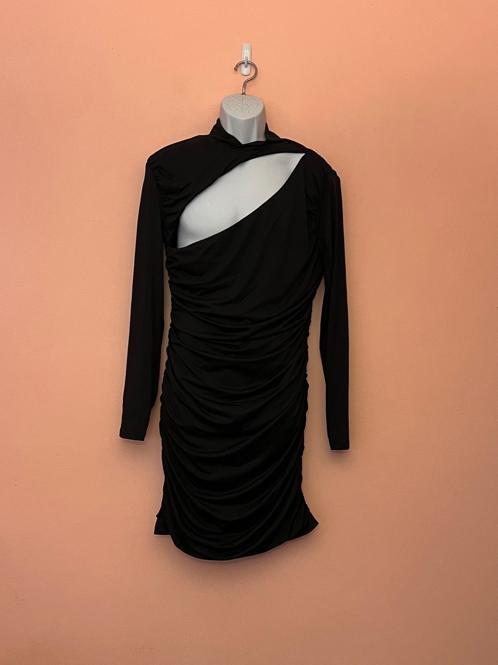 NWT Alana Eve Black Cutout Ruched Long Sleeve Bodycon Mini Dress 2X
